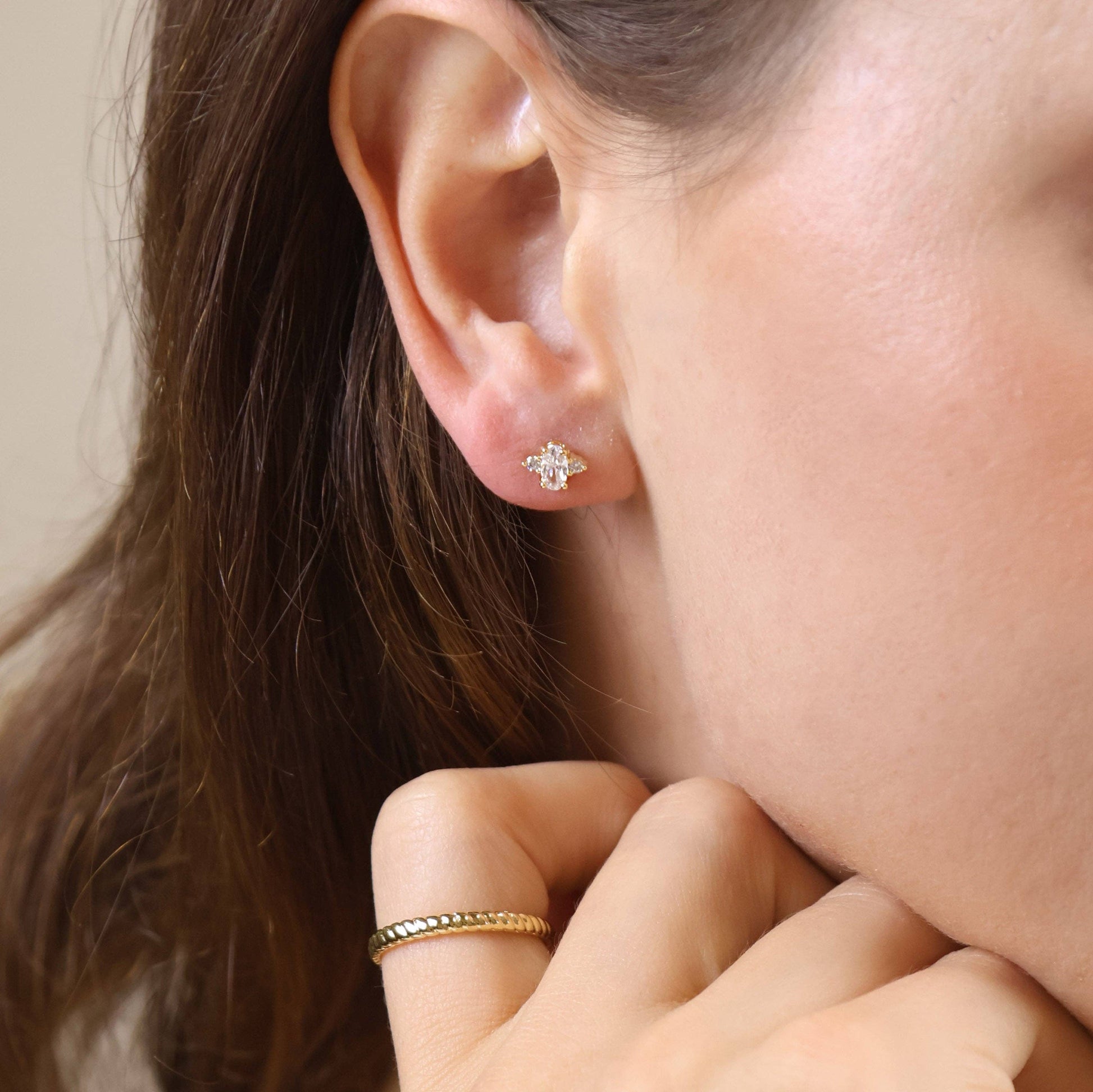 Oval Cushioned Stud Earrings
