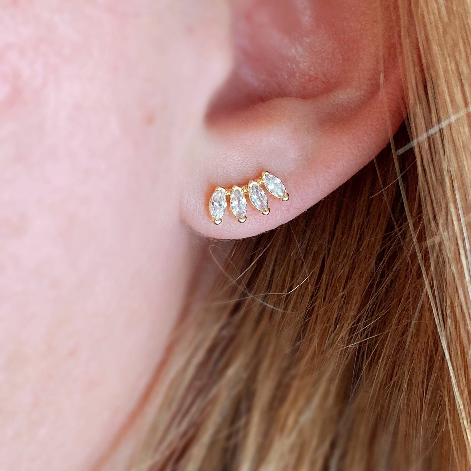 Marquise Crown Stud Earrings