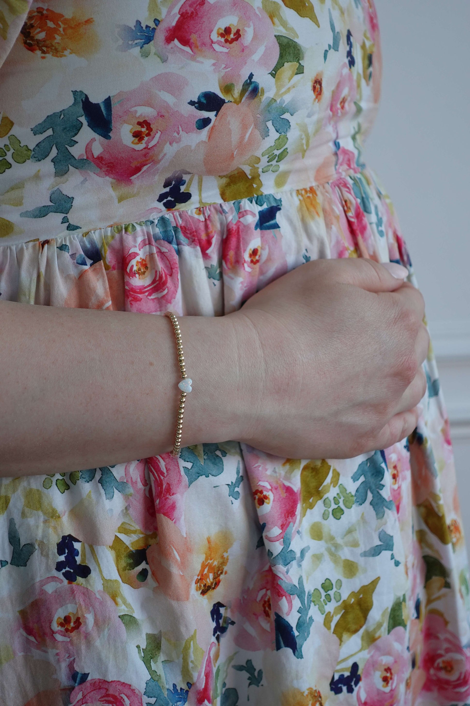 With Heart Bracelet - White Opal