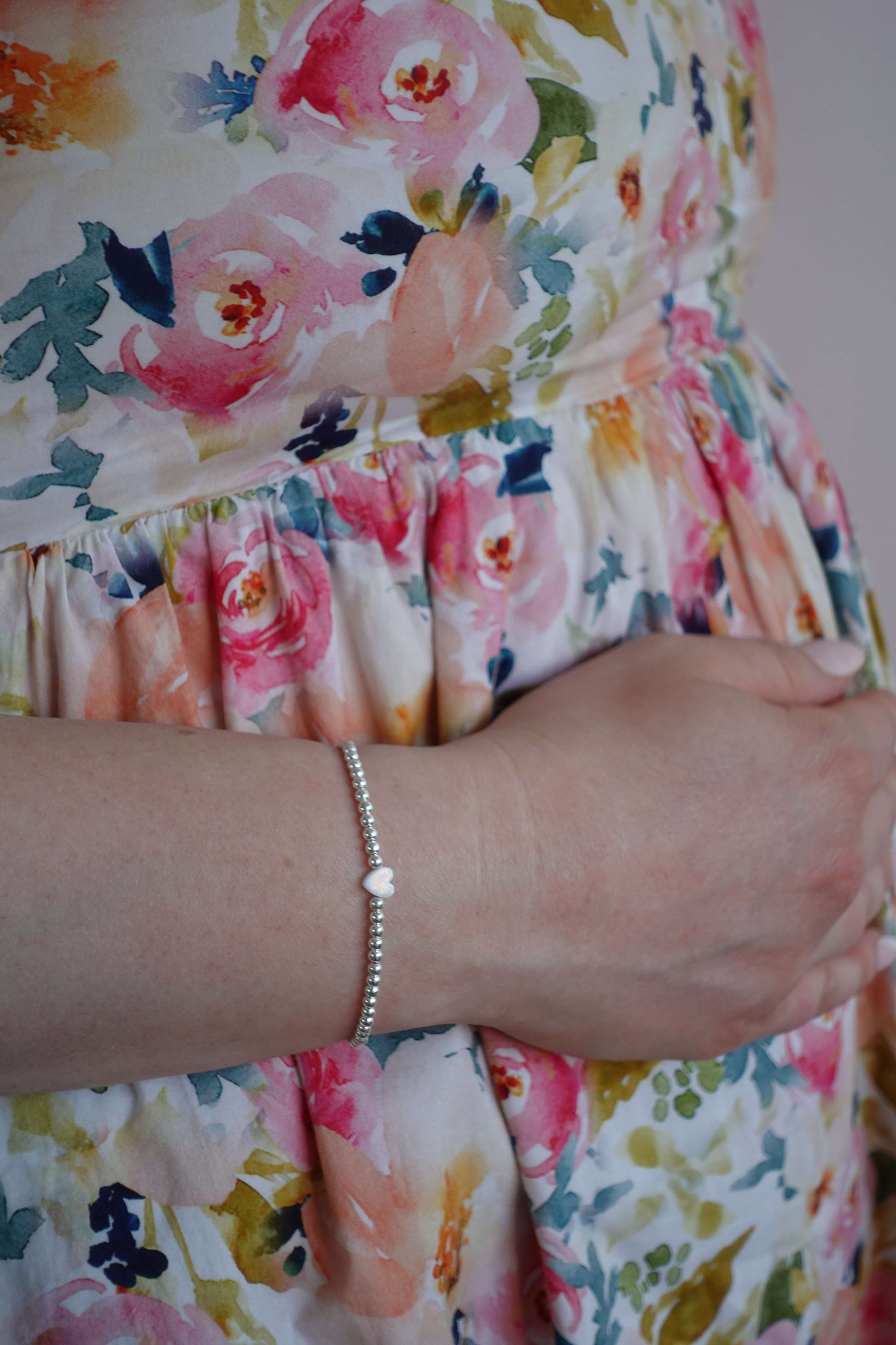 With Heart Bracelet - White Opal