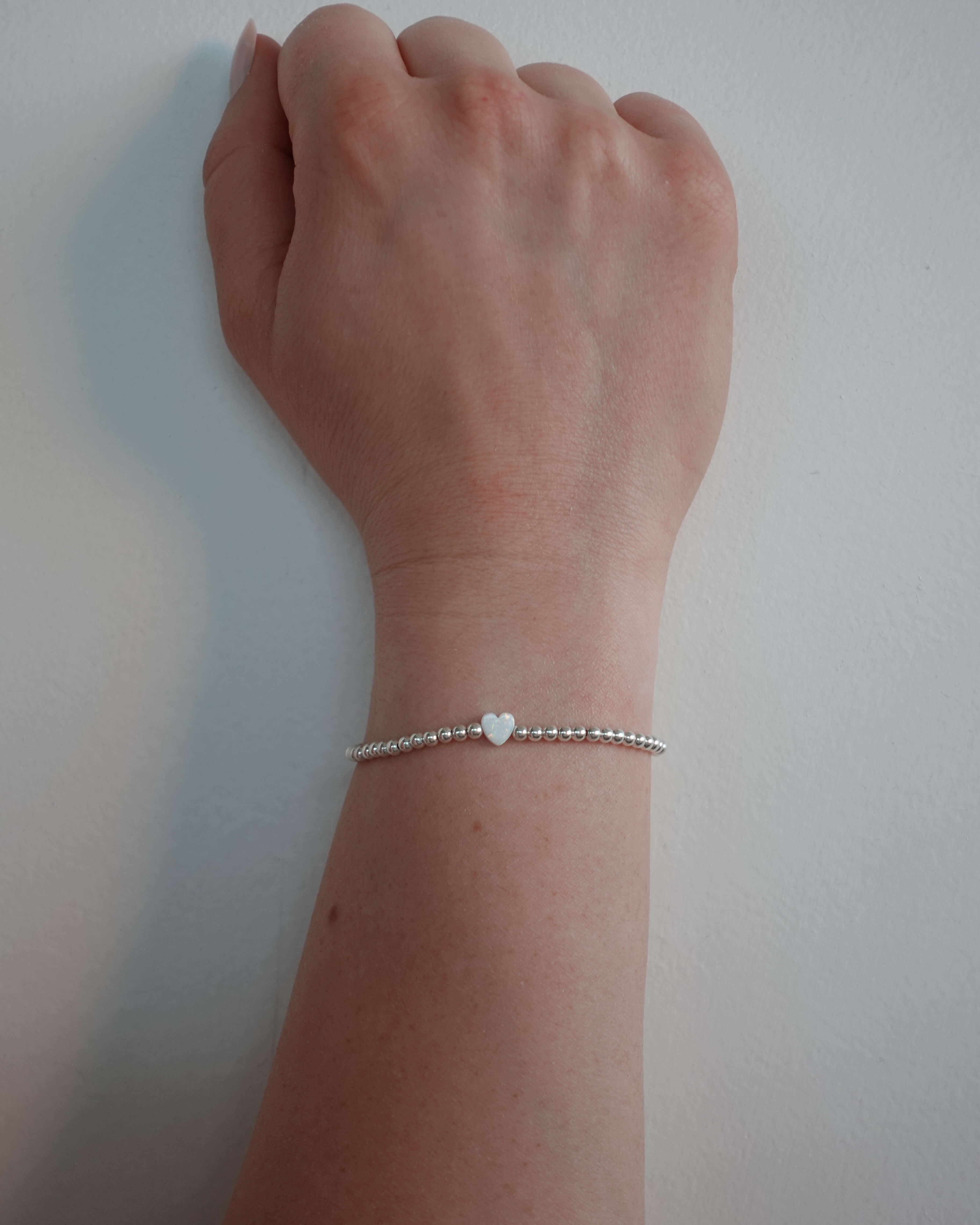 With Heart Bracelet - White Opal