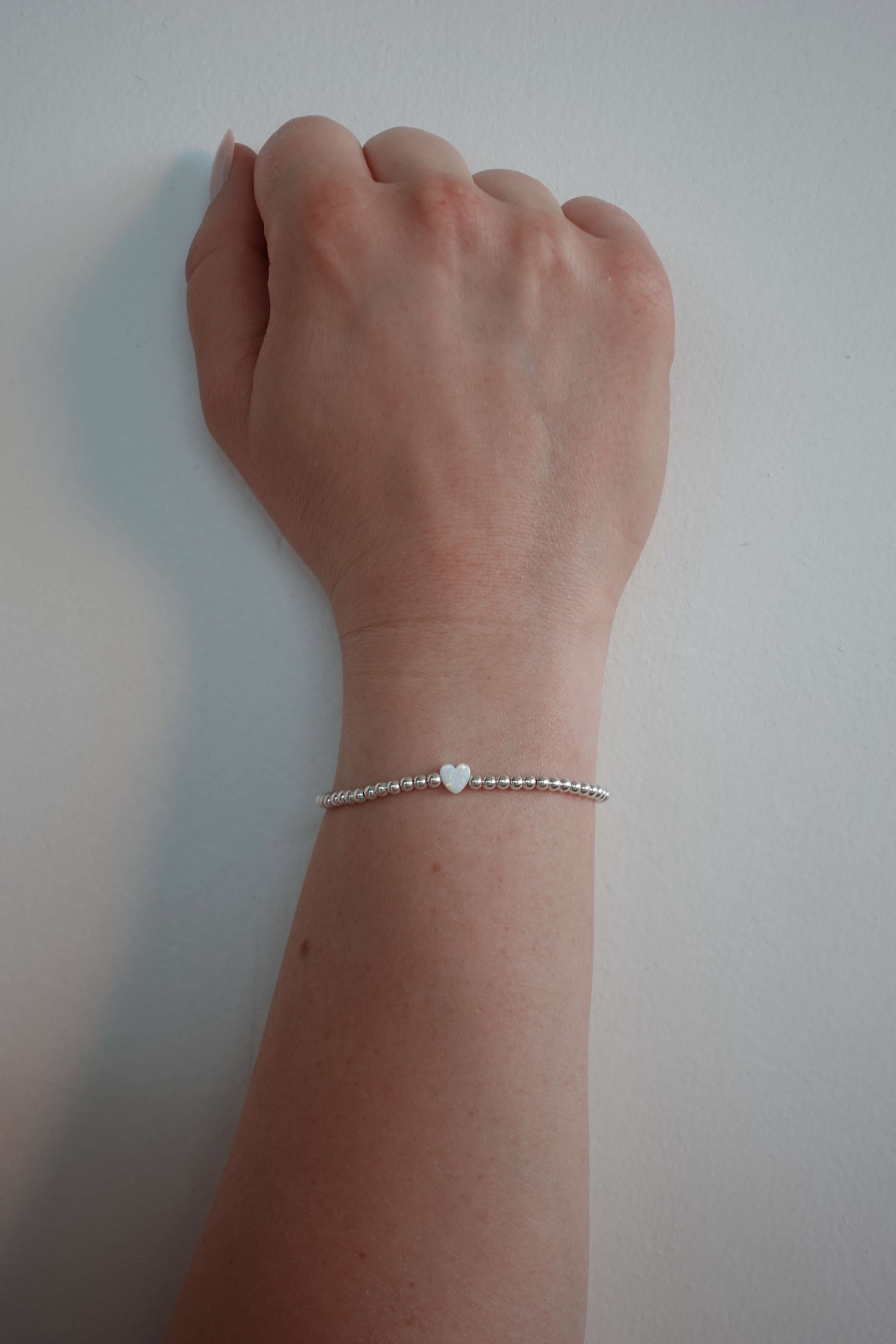 With Heart Bracelet - White Opal