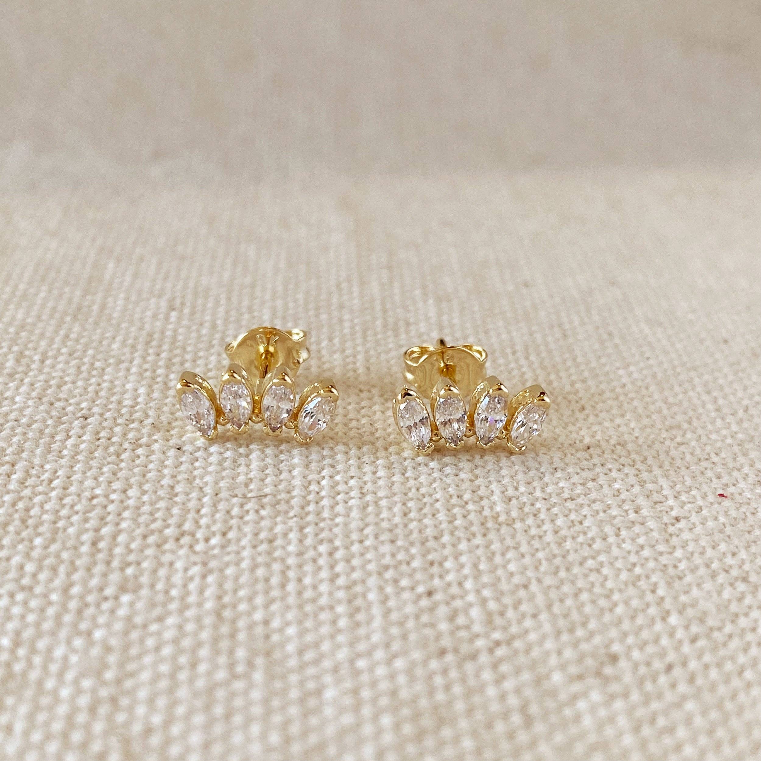 Marquise Crown Stud Earrings